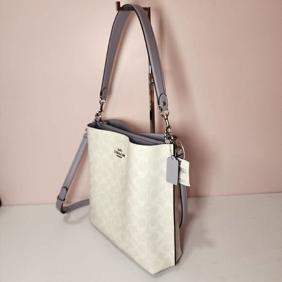 NWT COACH CA561 MOLLIE BUCKET BAG IN SIGNATURE CANVAS Chalk Mist Purple - Picture 2 of 7